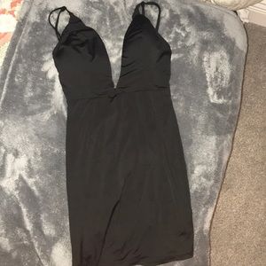 Tiger Mist Plunge backless dress black